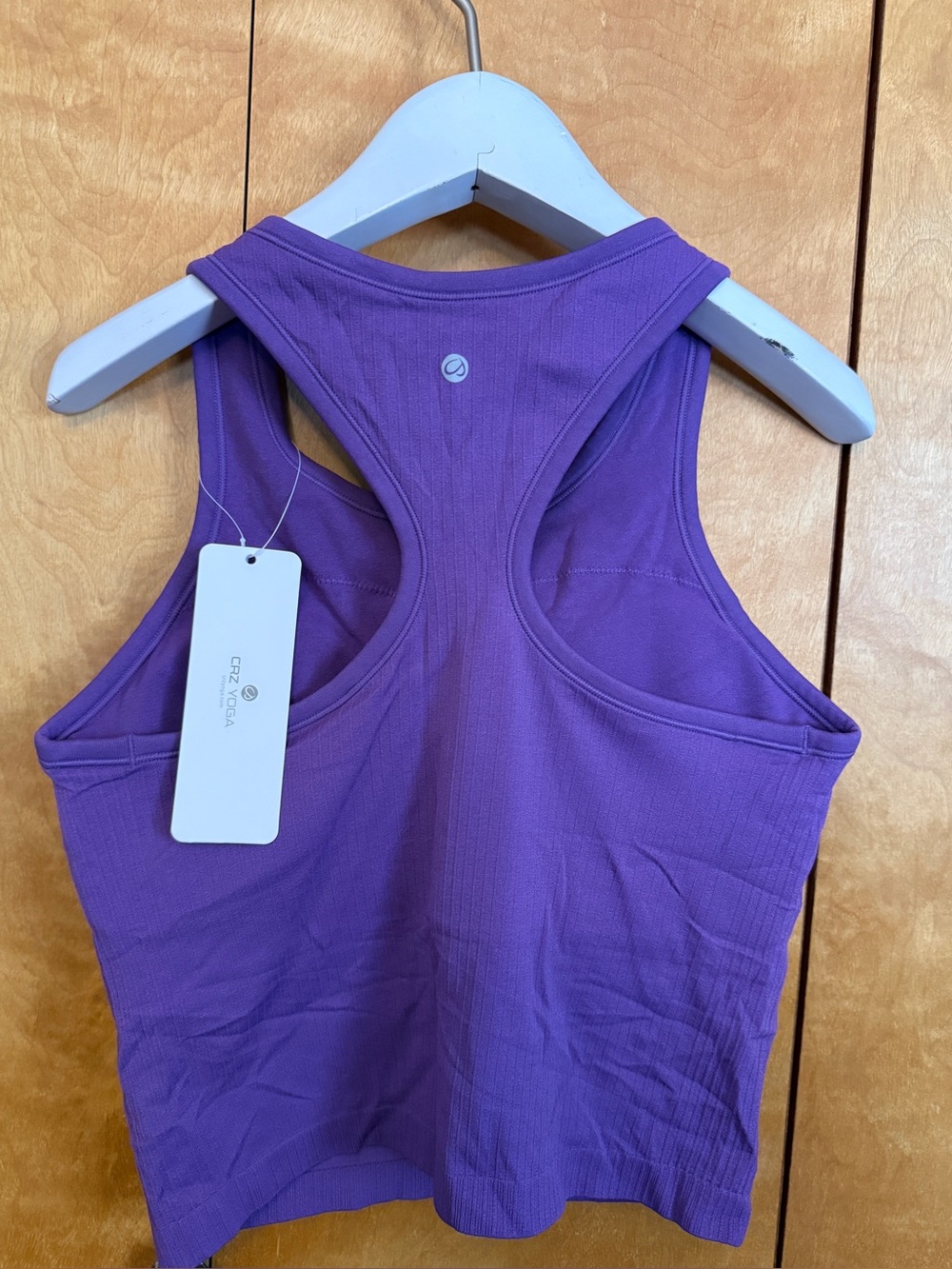 NWT - CRZ YOGA Ribbed seamless Crop Bra tank top in Royal Lilac Size Large